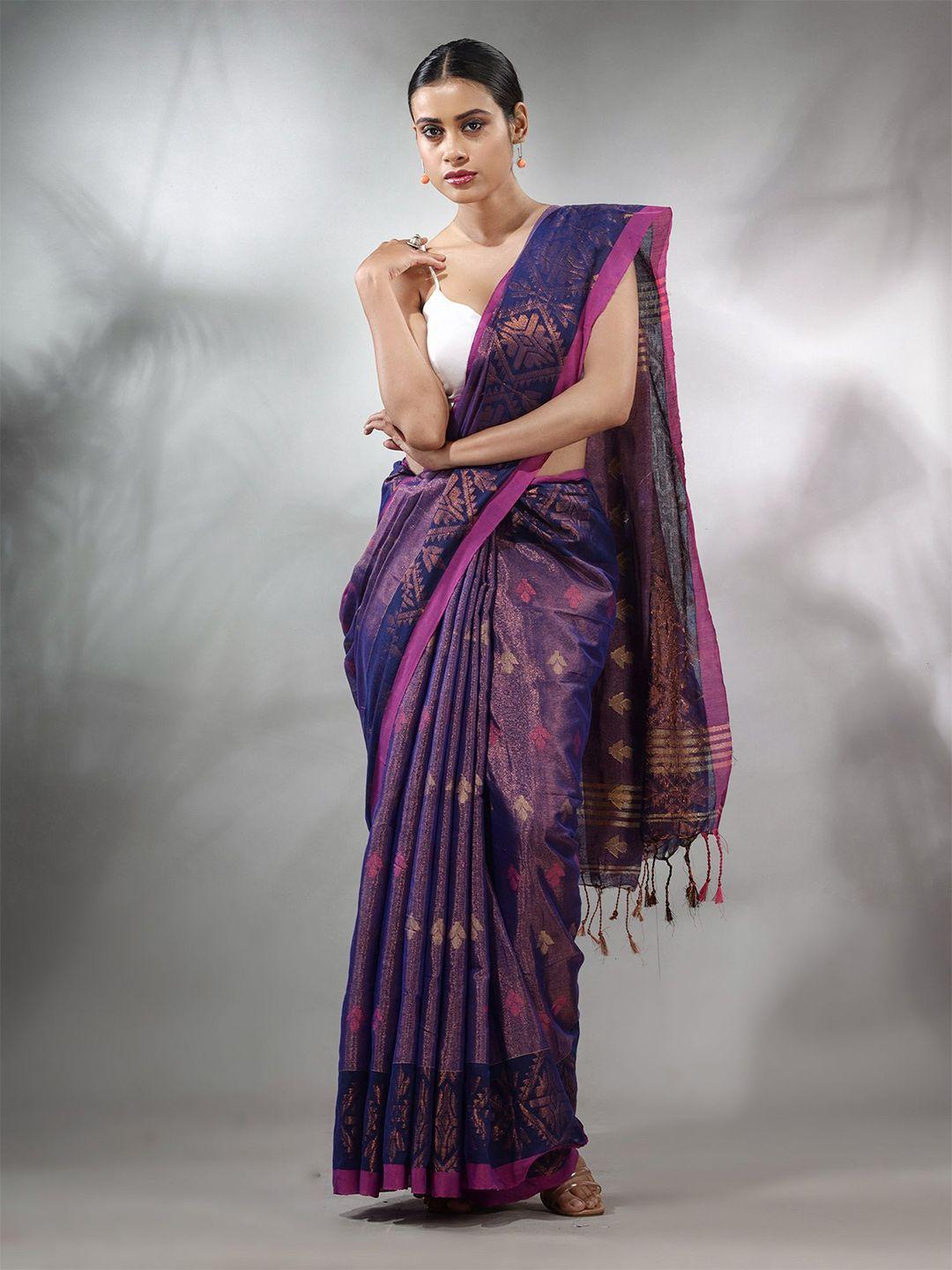 charukriti floral woven design tissue saree