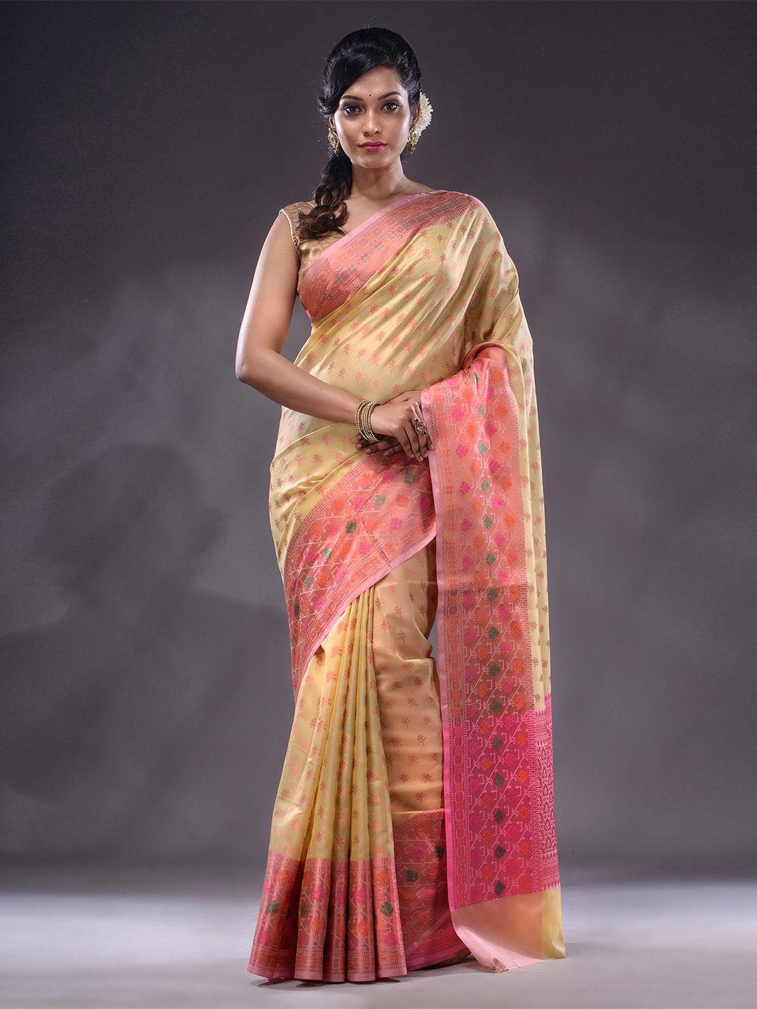 charukriti floral woven design zari banarasi silk saree