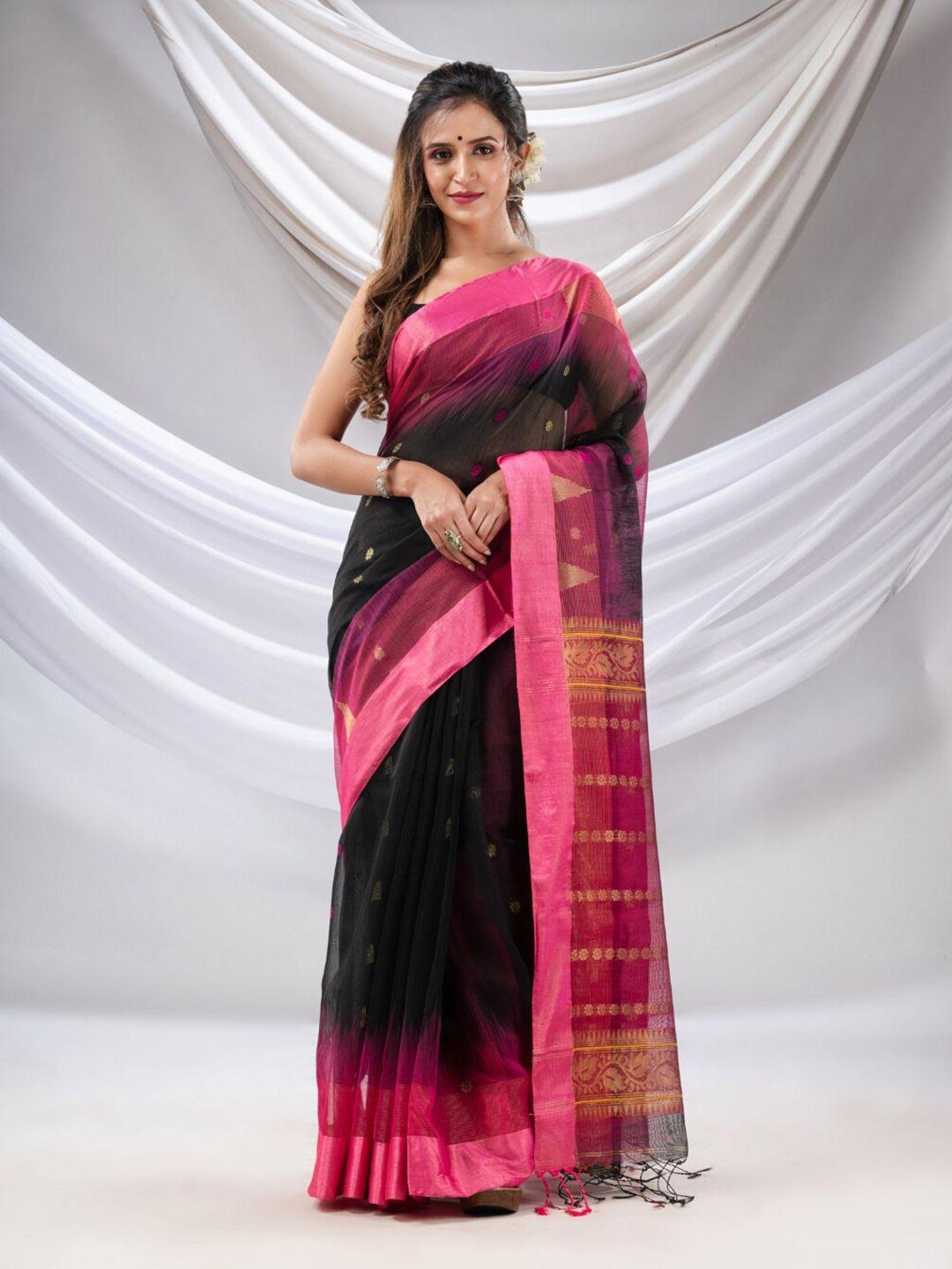 charukriti floral woven design zari ikat saree