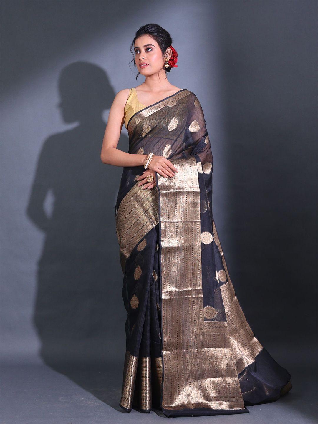 charukriti floral woven design zari kota saree