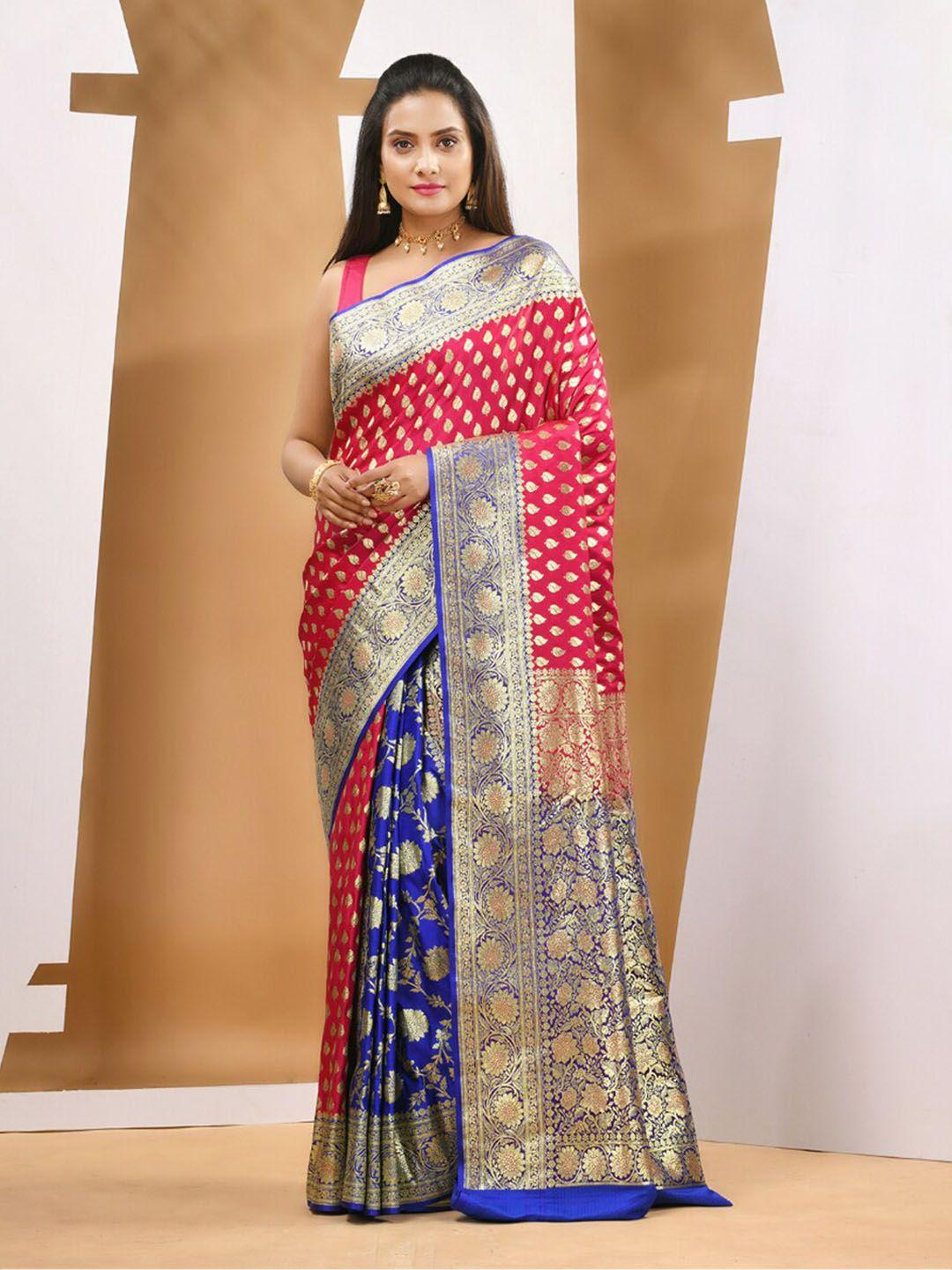 charukriti floral woven design zari pure silk banarasi saree