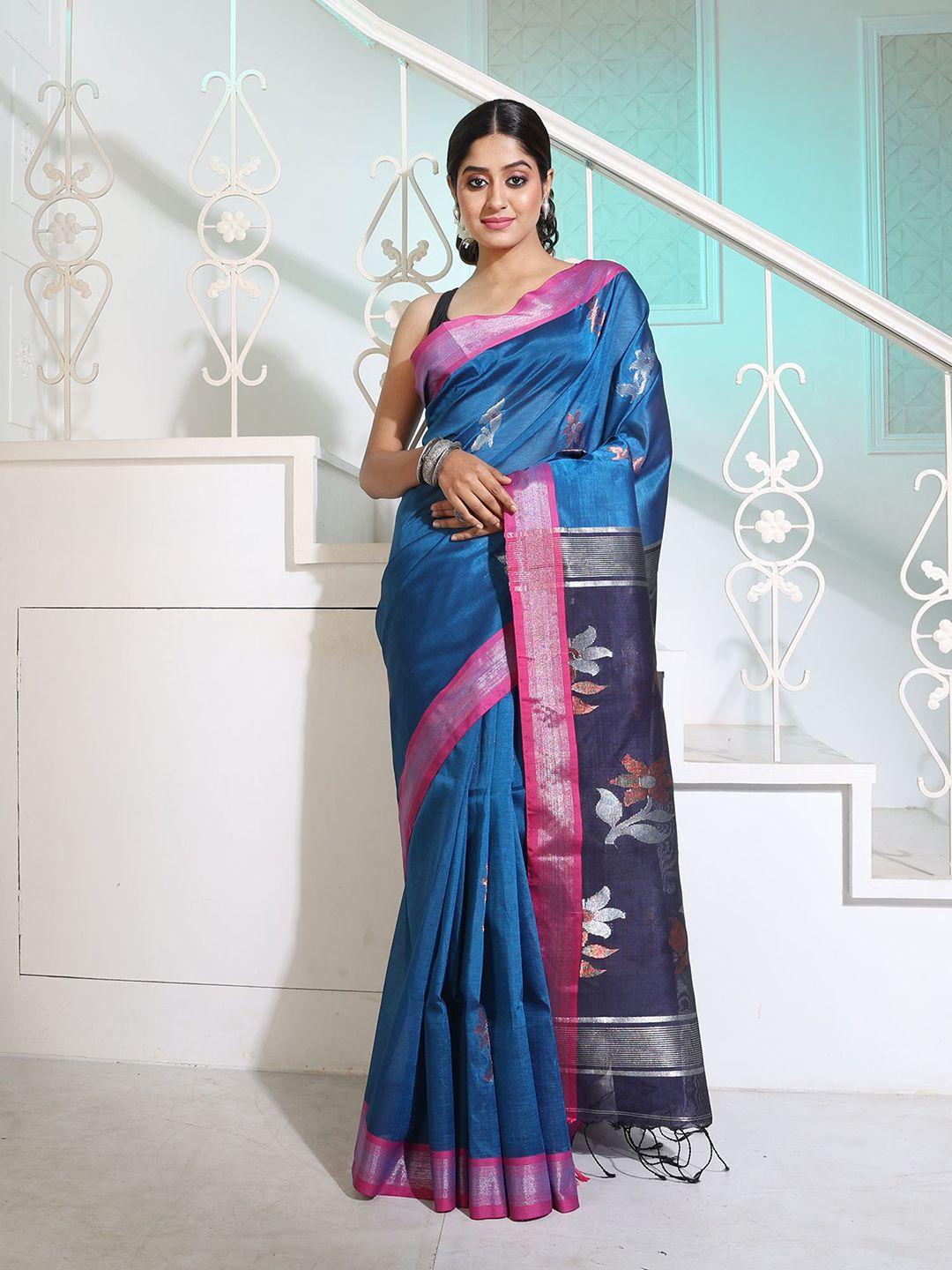 charukriti floral woven design zari pure silk saree