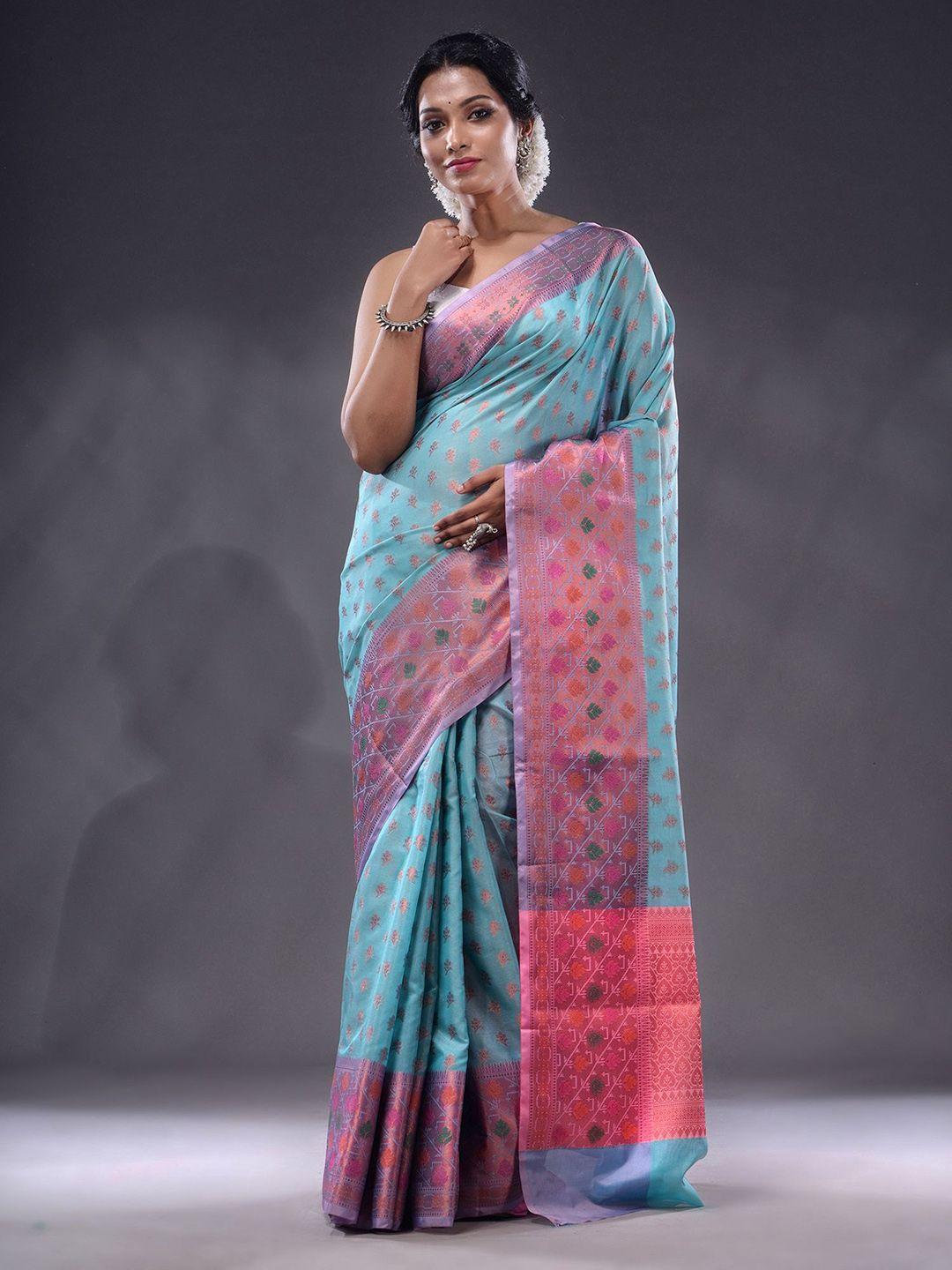 charukriti floral woven design zari saree