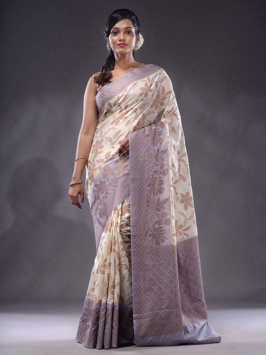 charukriti floral woven design zari saree