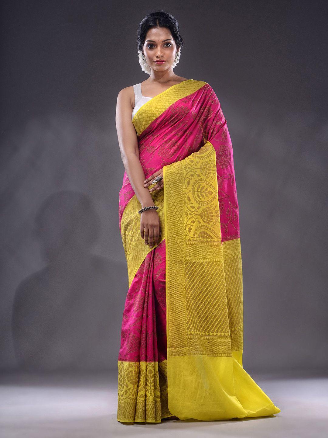 charukriti floral woven design zari saree