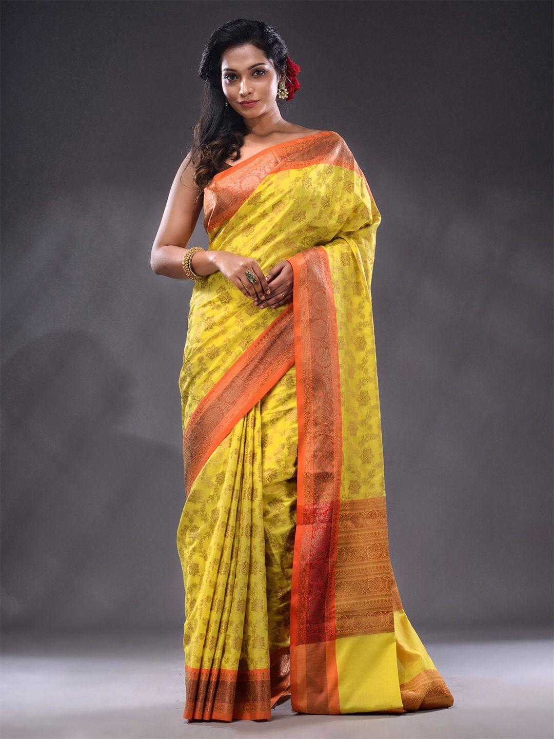 charukriti floral woven design zari saree