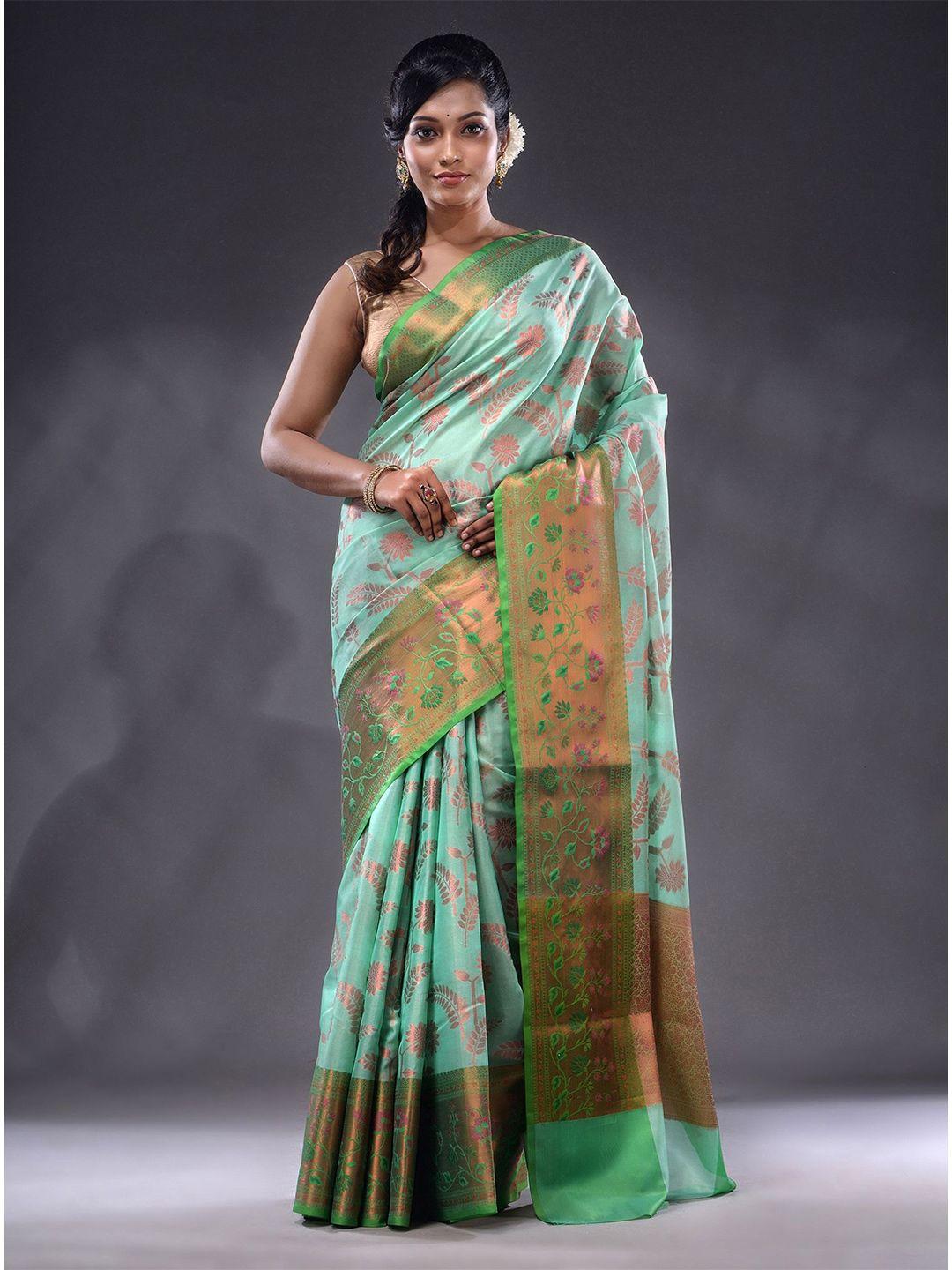 charukriti floral woven design zari saree