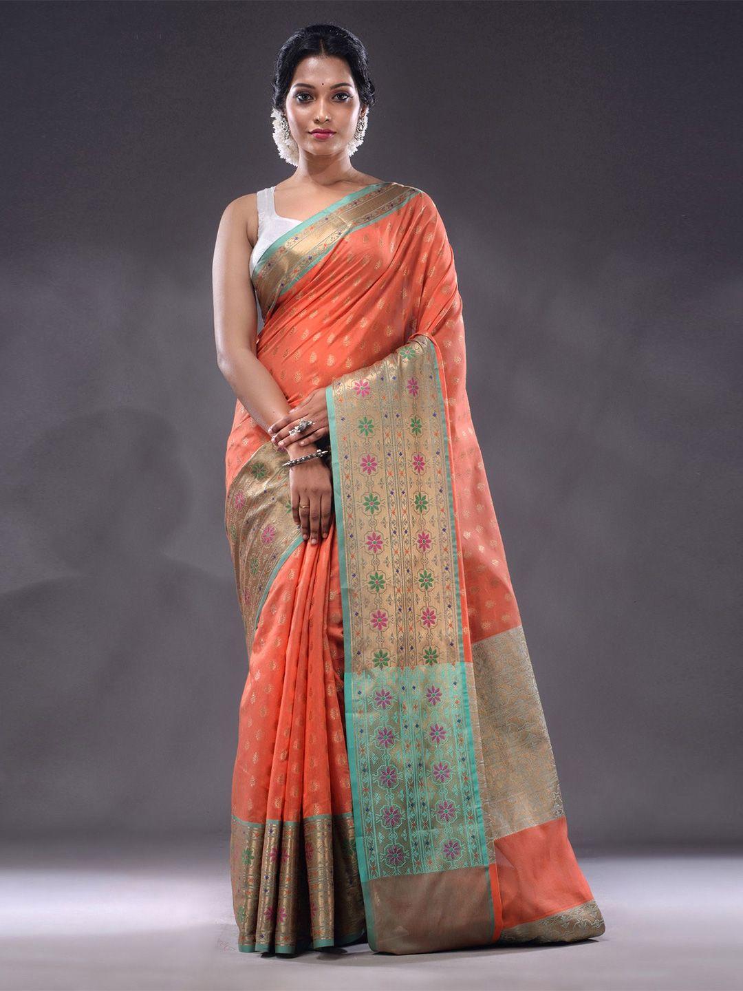 charukriti floral woven design zari saree