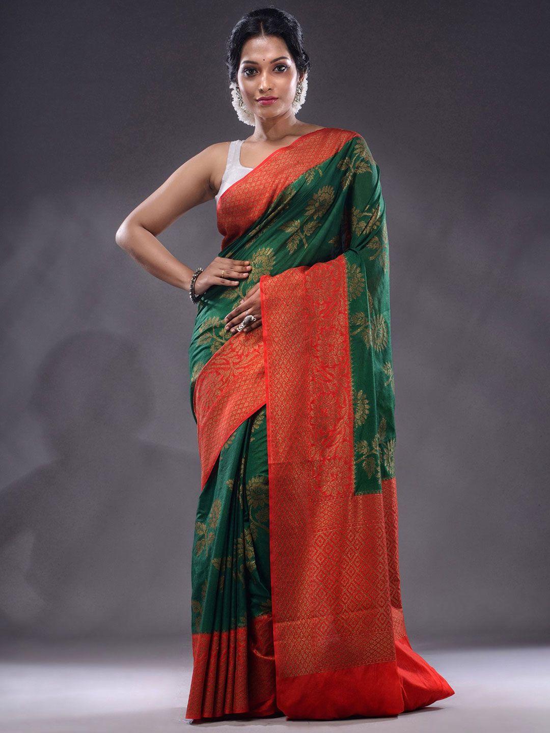 charukriti floral woven design zari saree