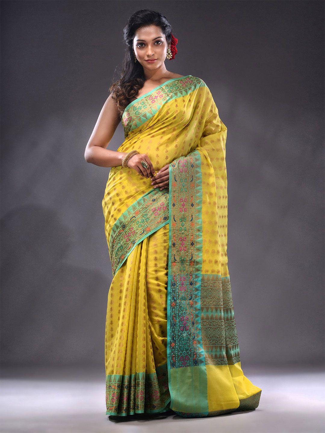 charukriti floral woven design zari saree