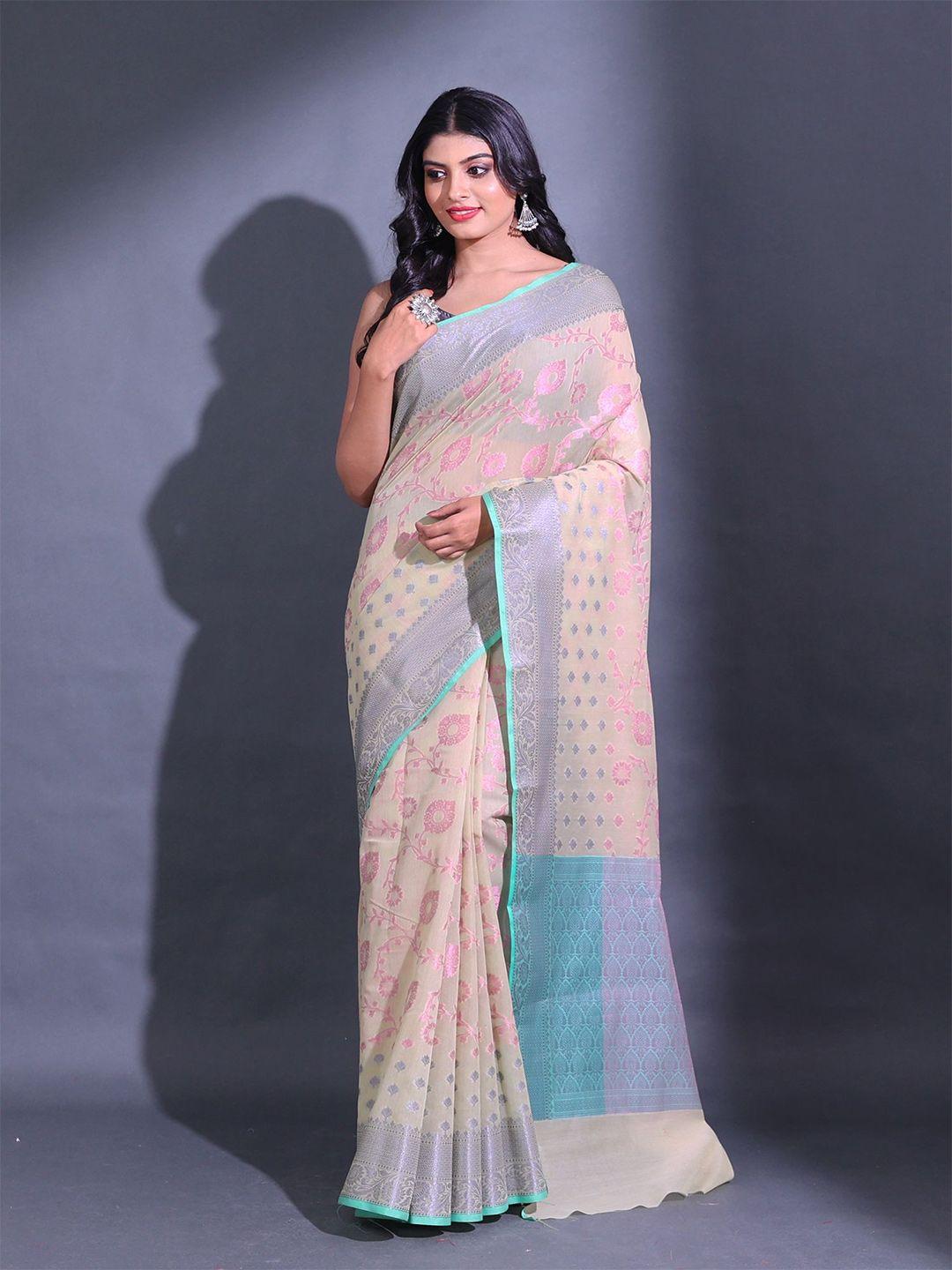 charukriti floral woven design zari saree