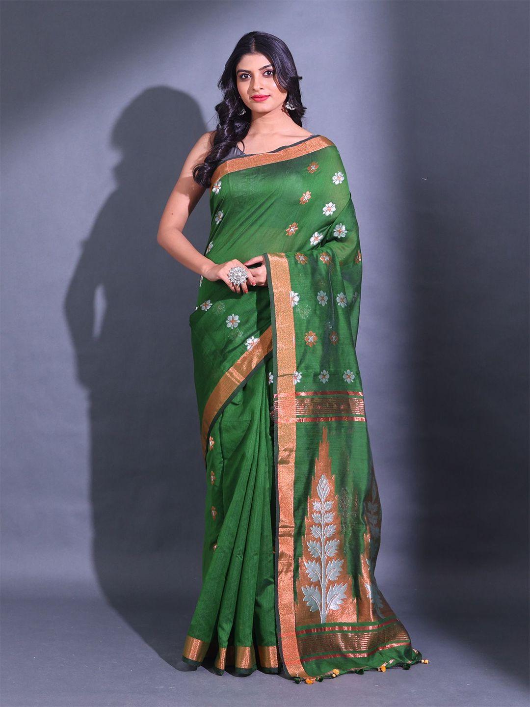 charukriti floral woven design zari saree