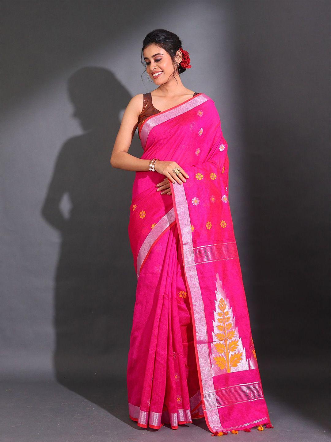 charukriti floral woven design zari saree