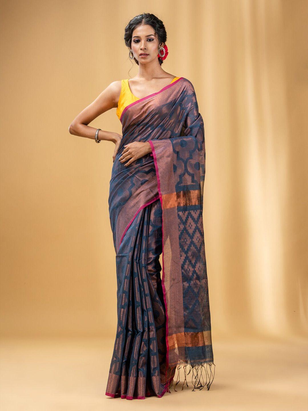 charukriti floral woven design zari saree