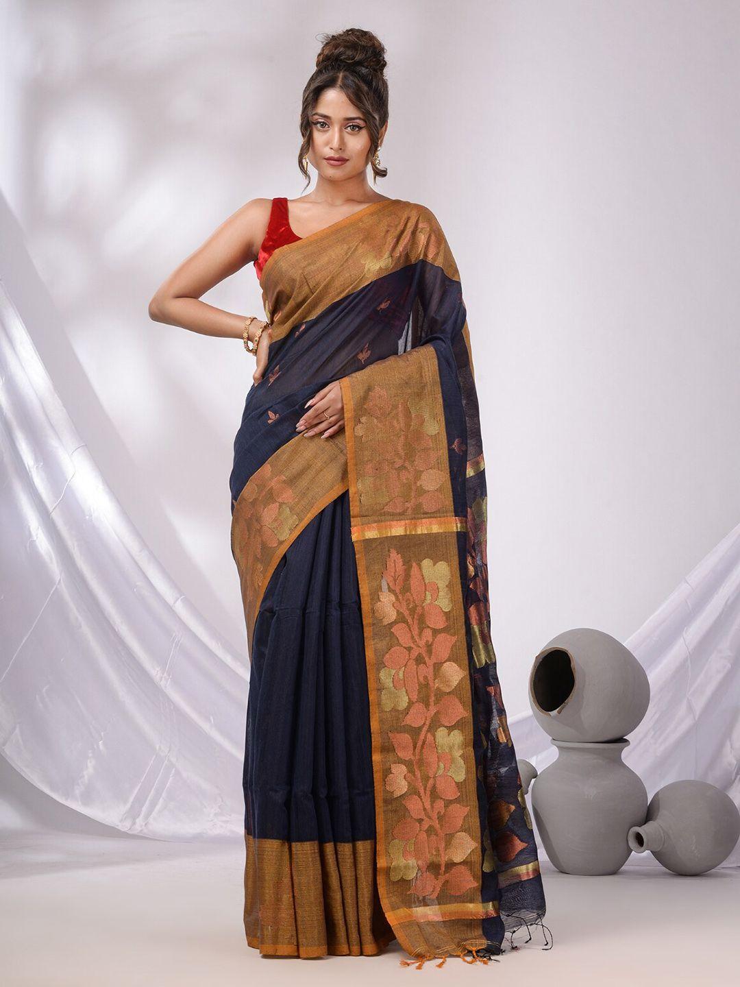 charukriti floral woven design zari saree