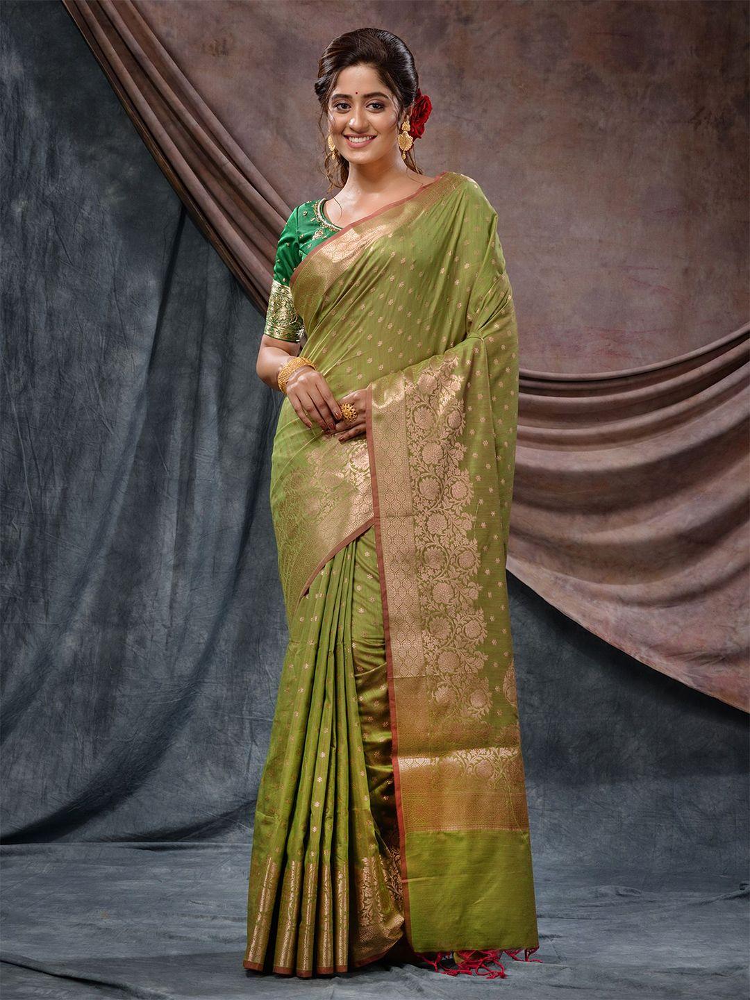 charukriti floral woven design zari silk blend saree