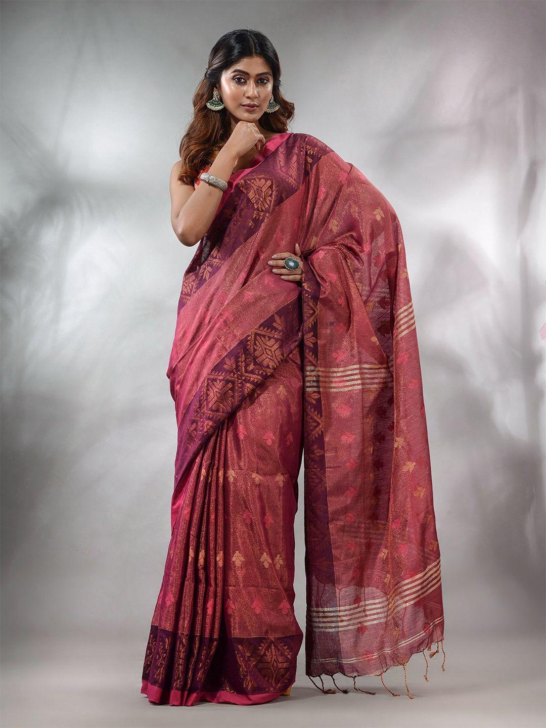 charukriti floral woven design zari tissue saree