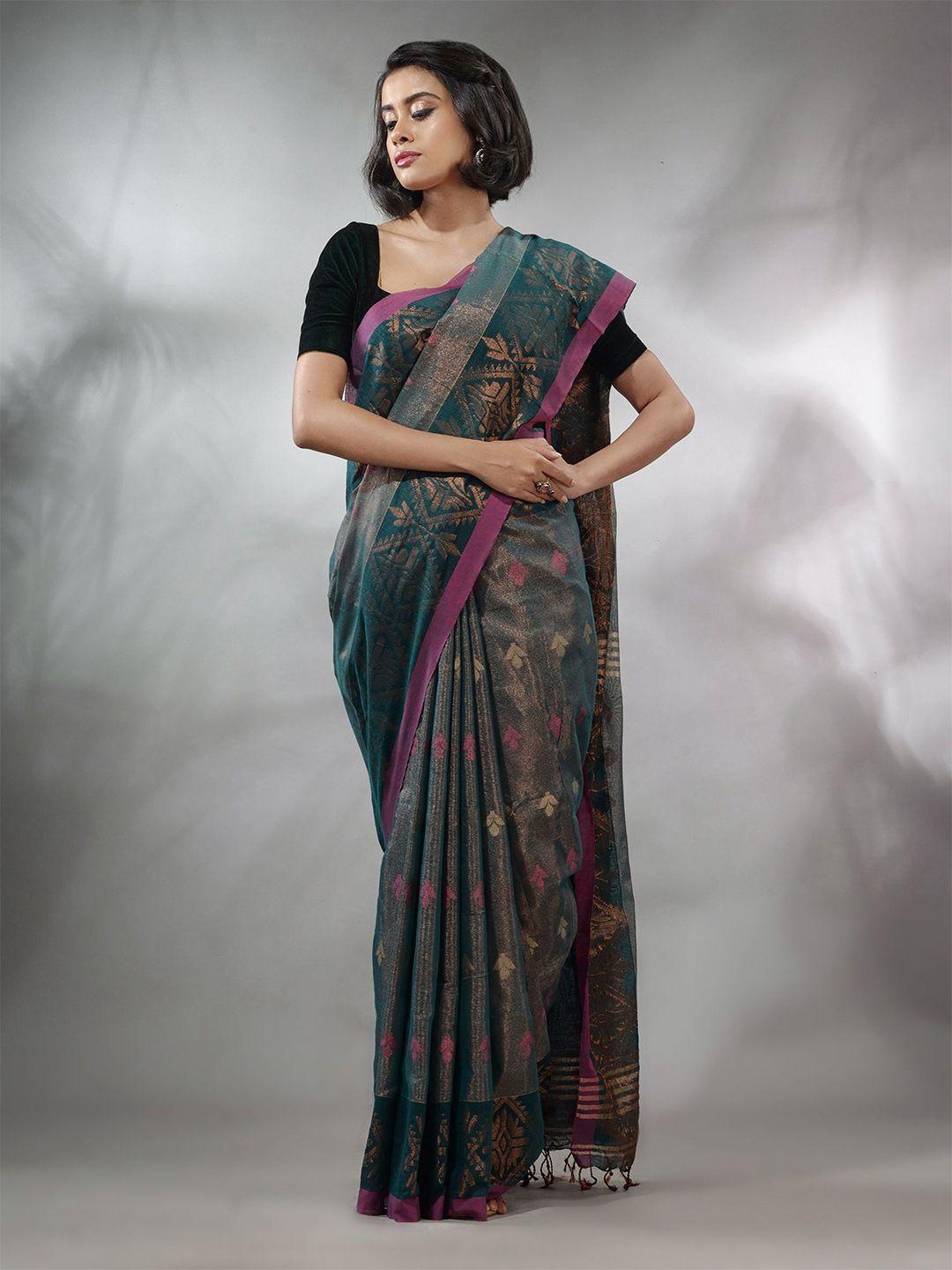 charukriti floral woven design zari tissue saree