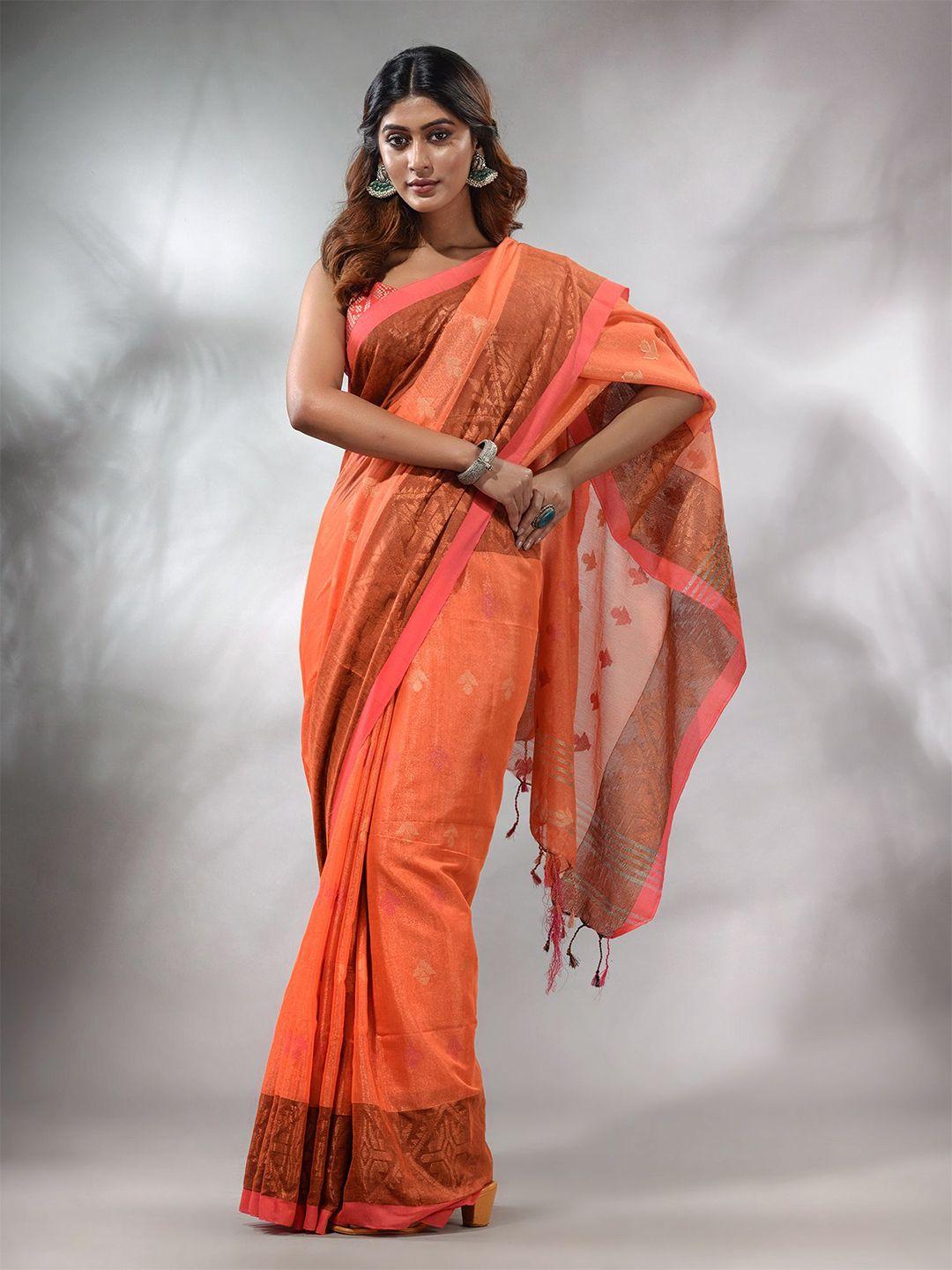 charukriti floral woven design zari tissue saree