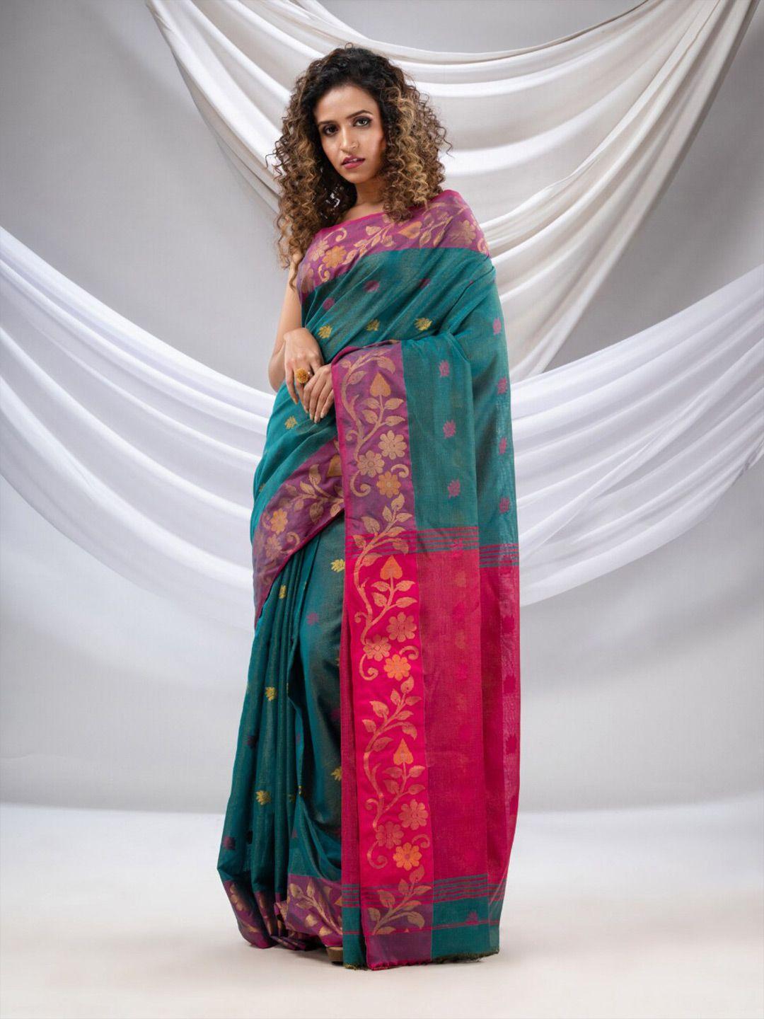 charukriti floral woven design zari tissue saree