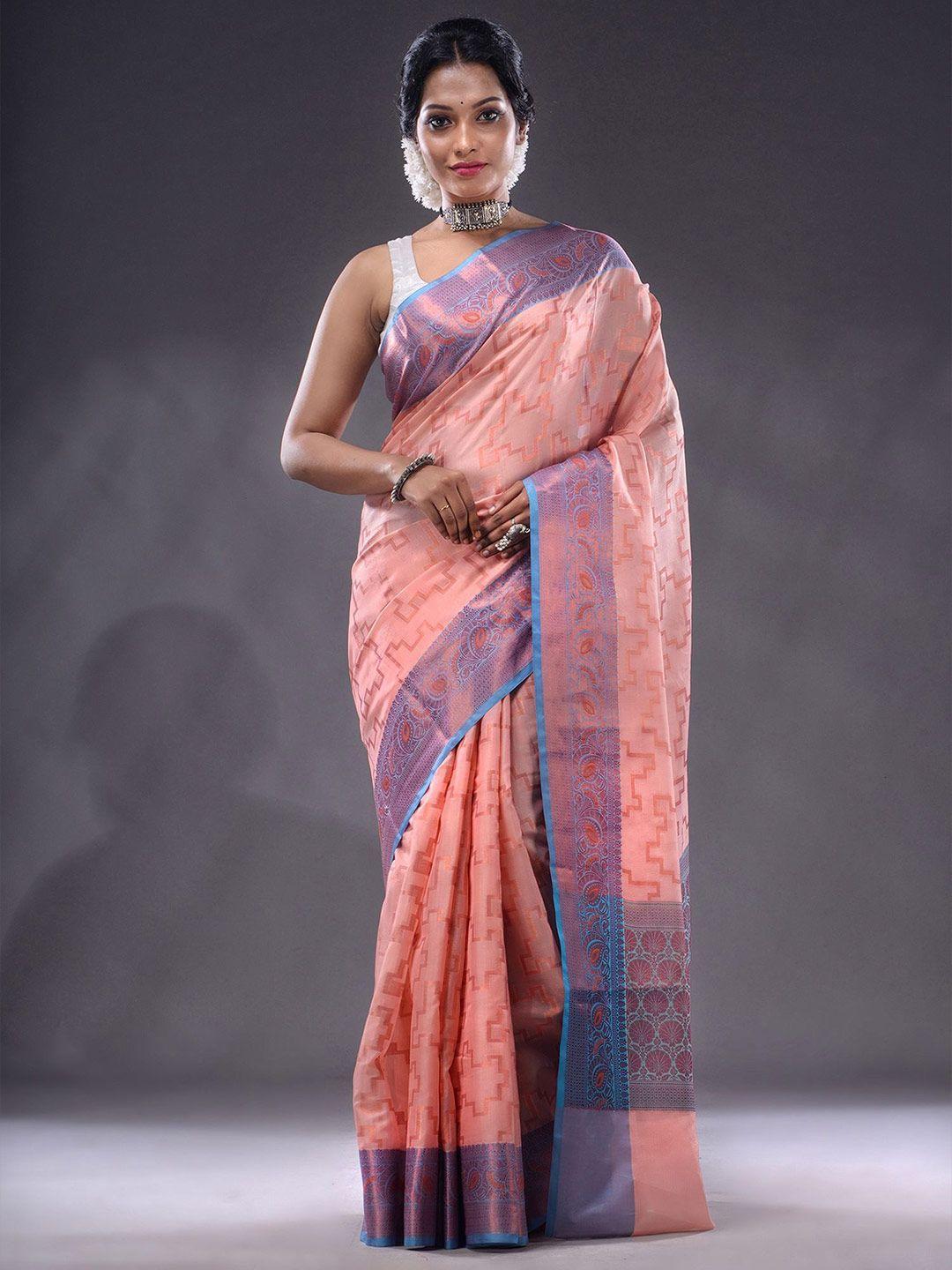 charukriti geometric motif woven design zari saree