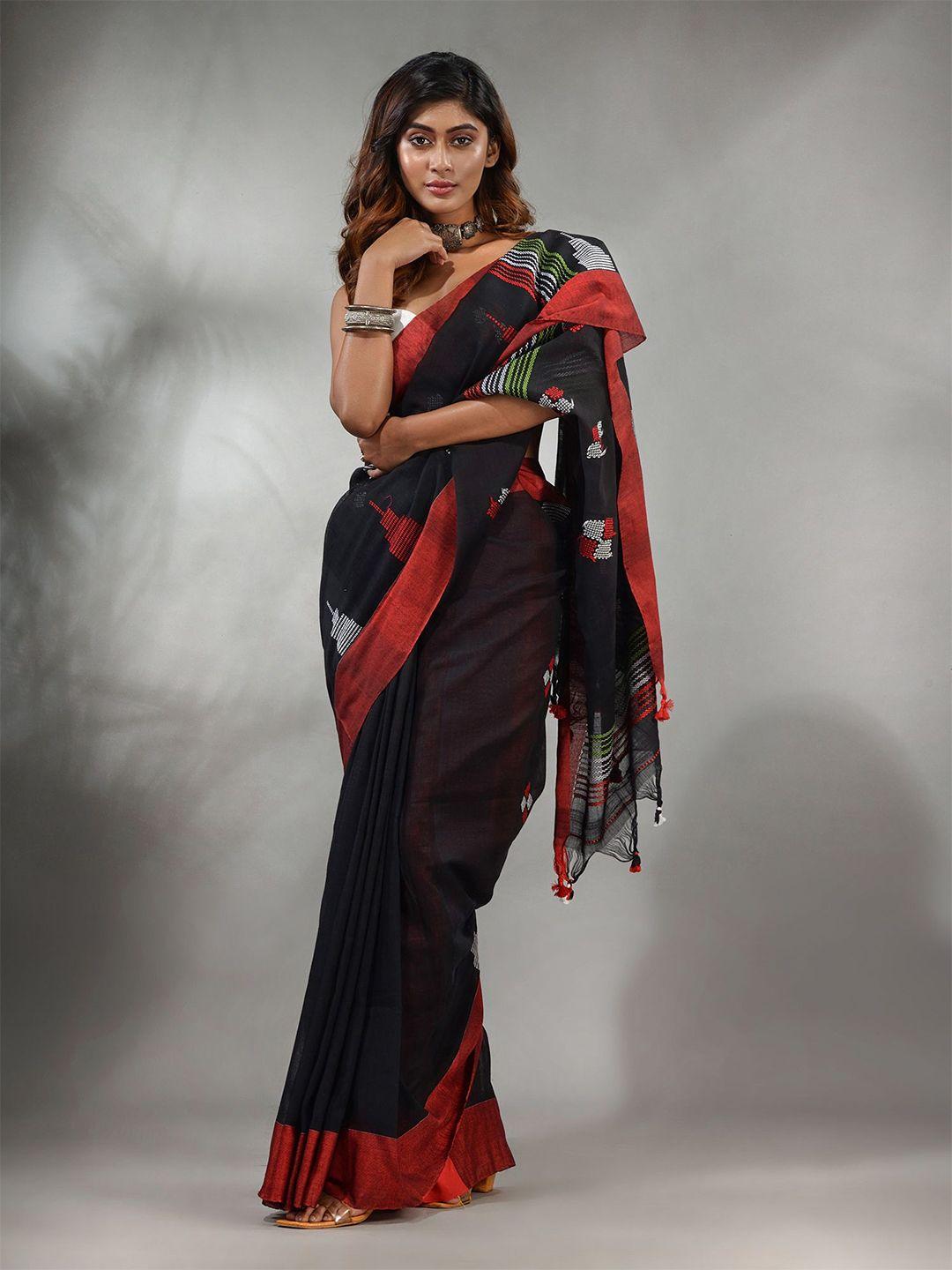 charukriti geometric woven design pure cotton saree