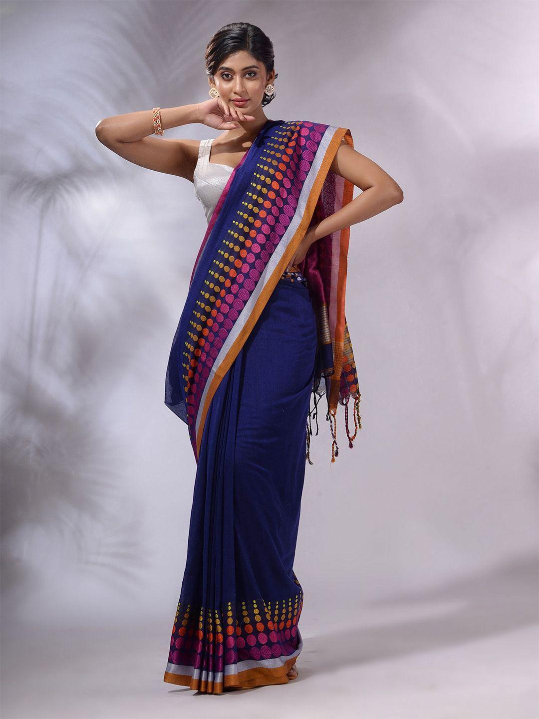 charukriti geometric woven design pure cotton saree