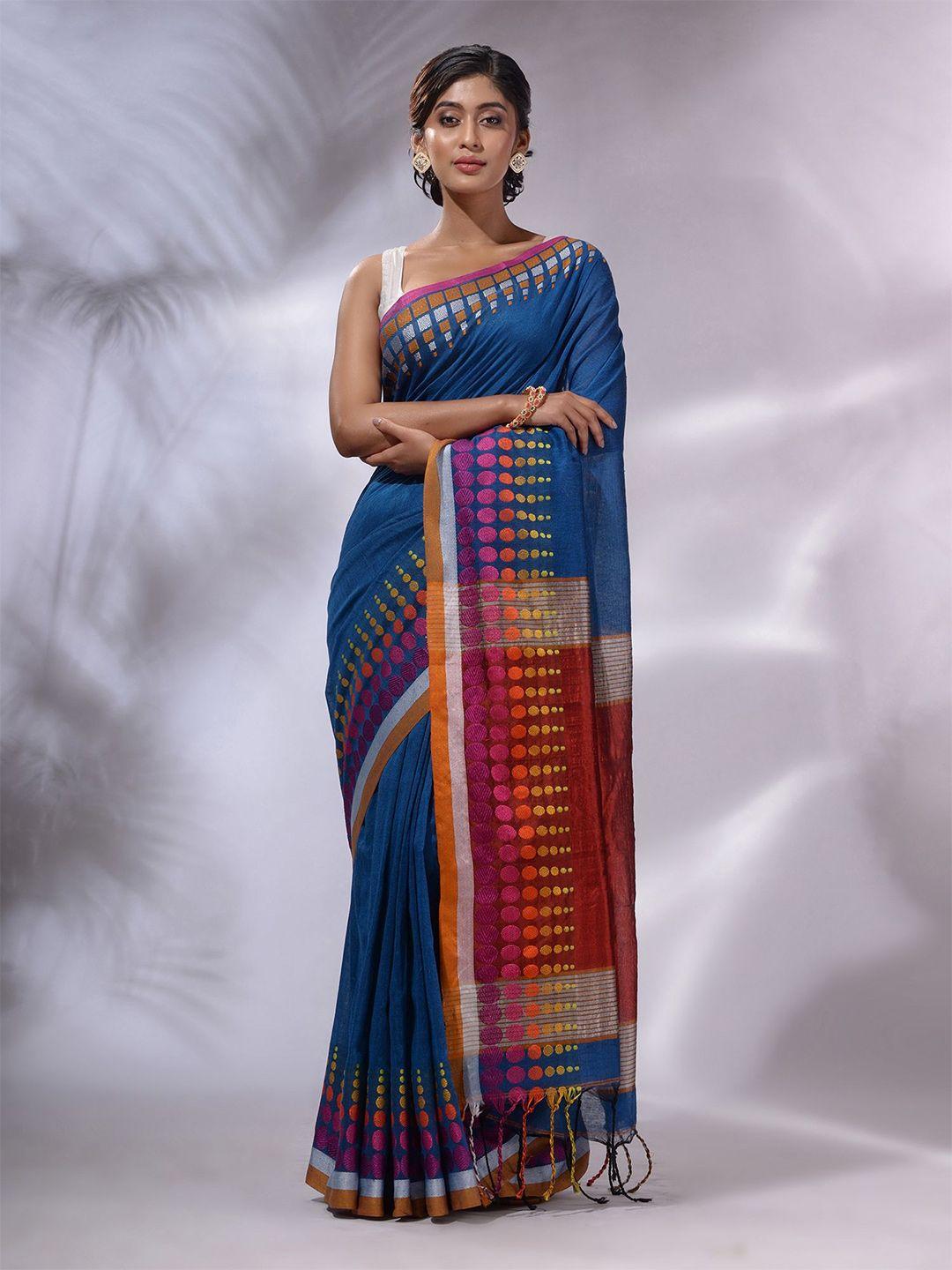 charukriti geometric woven design pure cotton saree