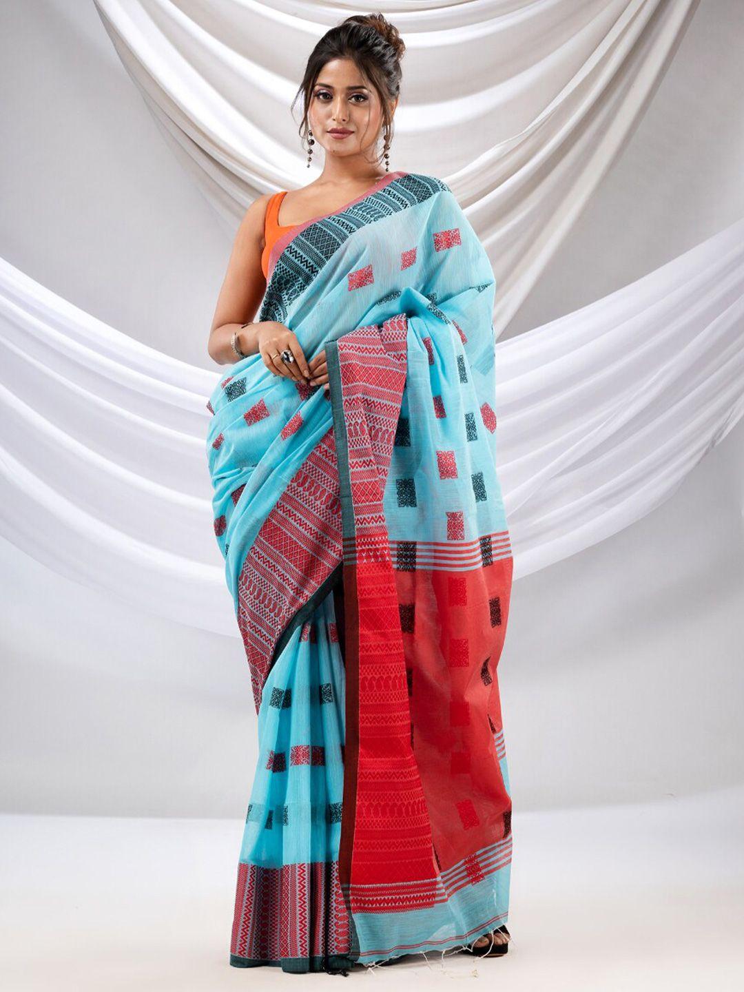 charukriti geometric woven design pure cotton saree