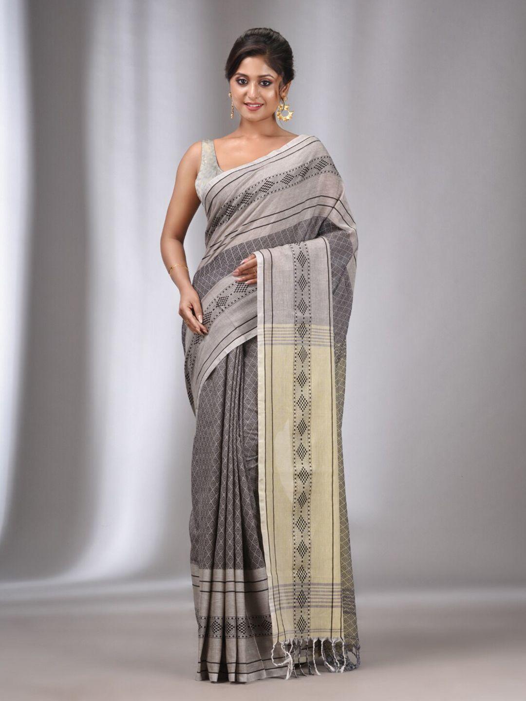 charukriti geometric woven design pure cotton saree