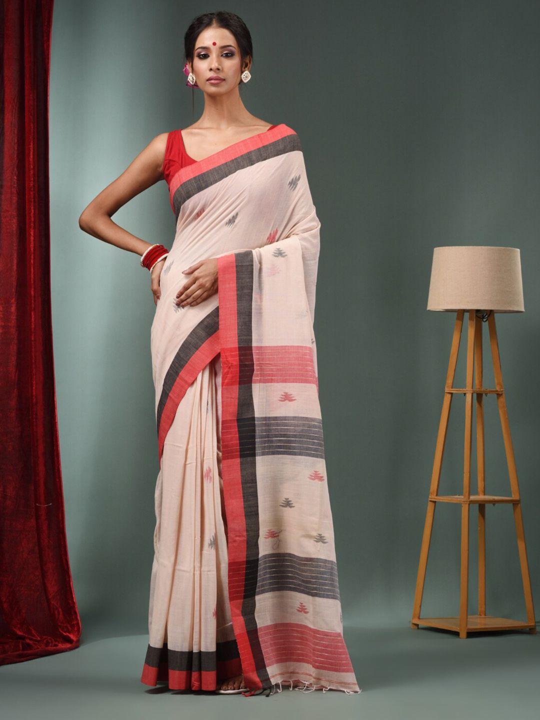 charukriti geometric woven design pure cotton saree