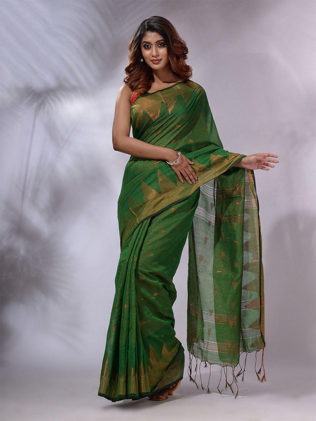 charukriti geometric woven design tissue handloom saree