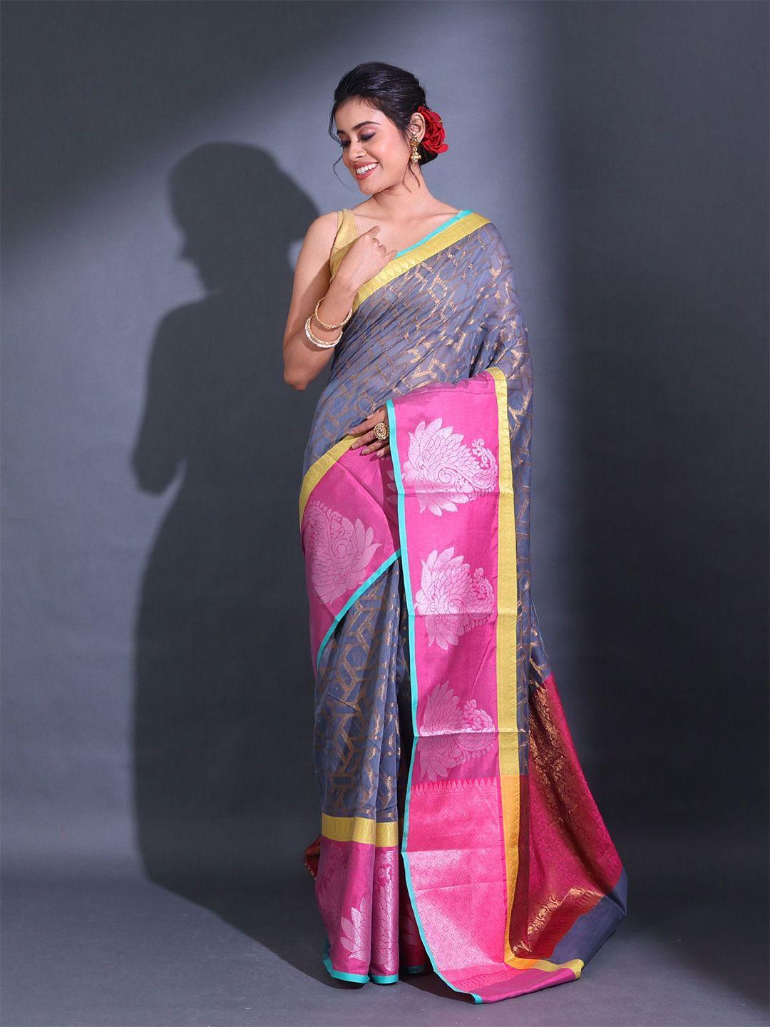 charukriti geometric woven design zari saree