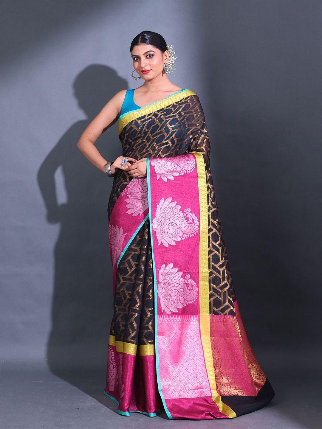 charukriti geometric woven design zari saree