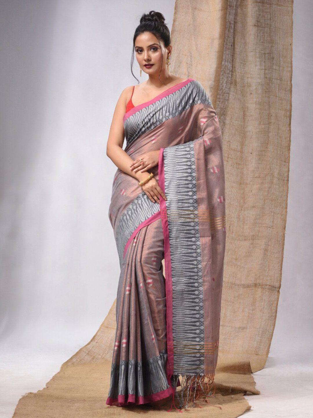 charukriti geometric woven design zari tissue saree