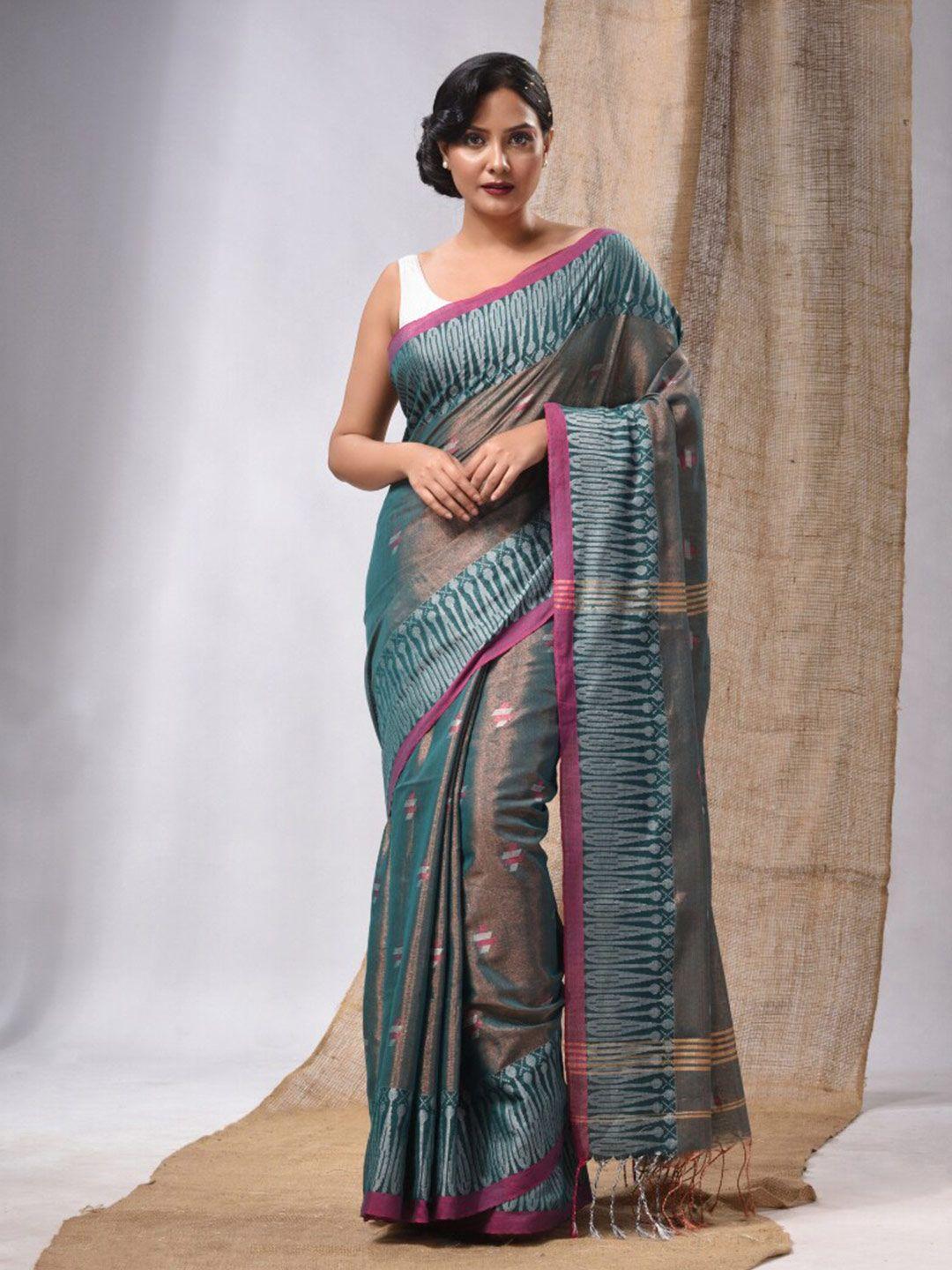 charukriti geometric woven design zari tissue saree