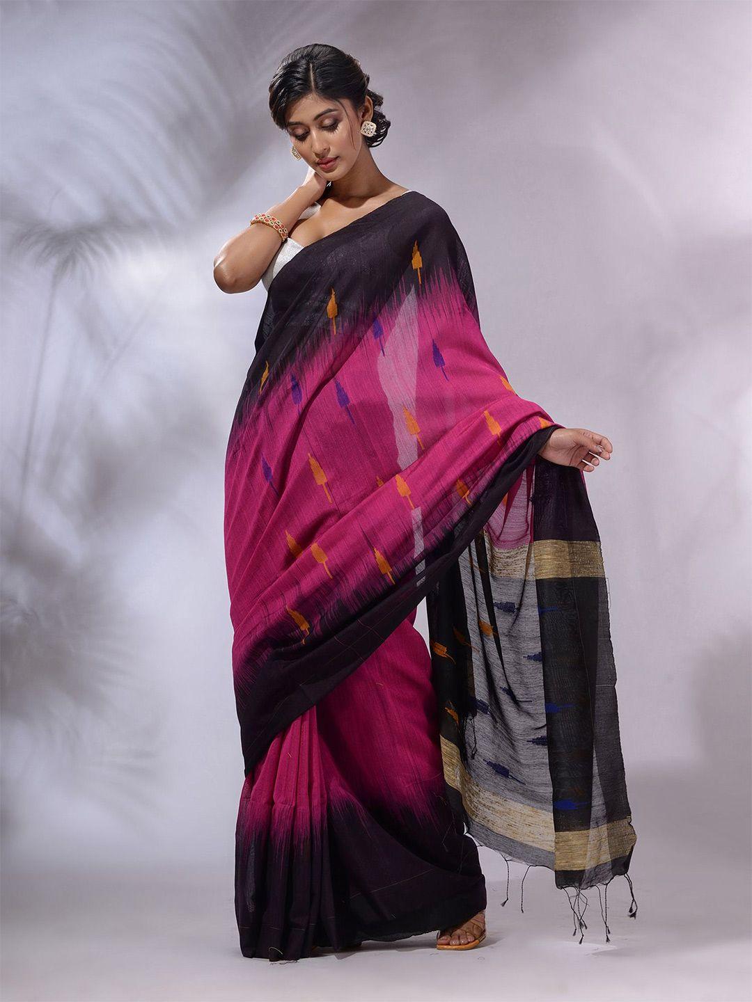 charukriti ikat woven design silk cotton saree