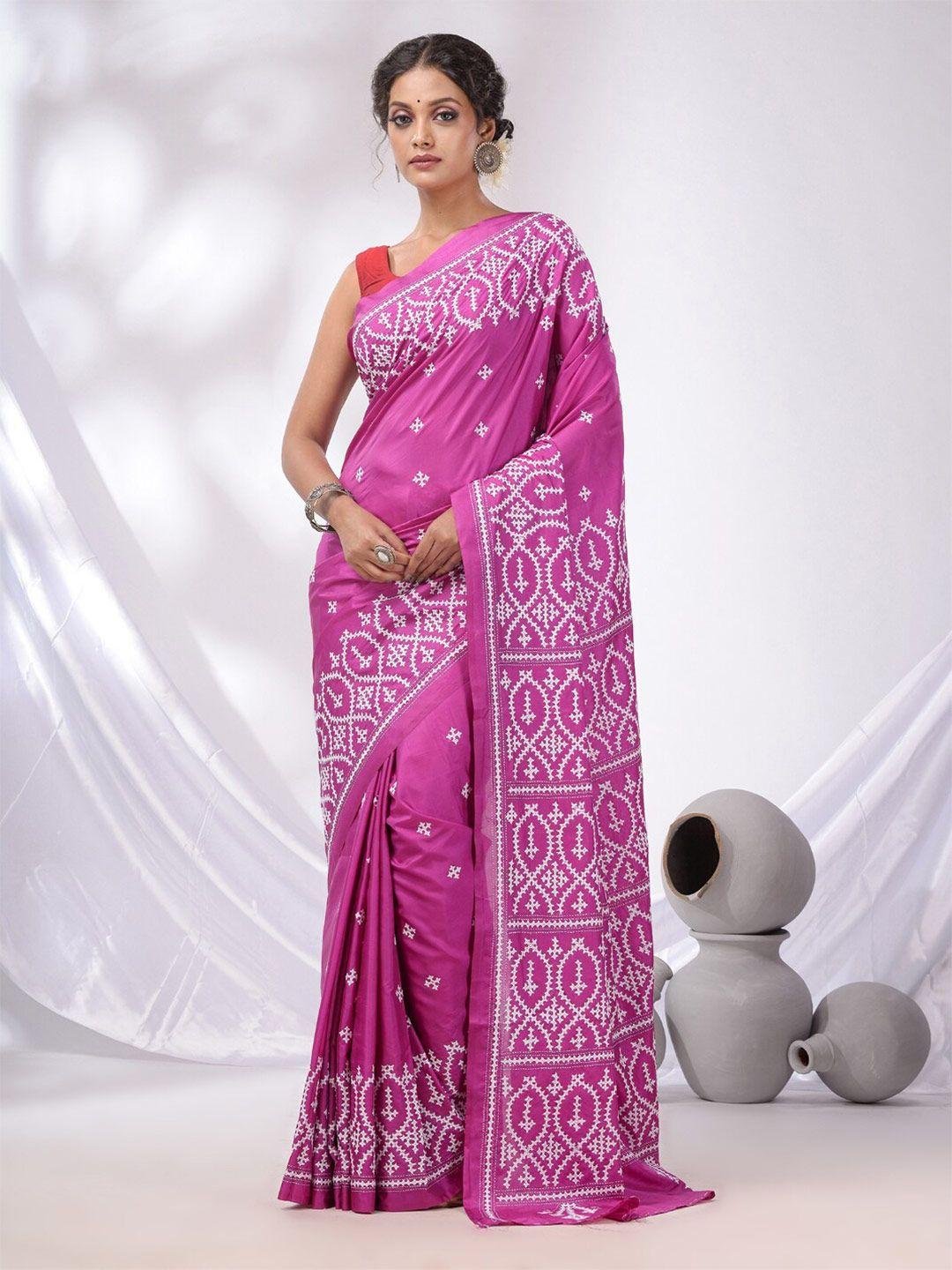 charukriti kantha embroidered saree