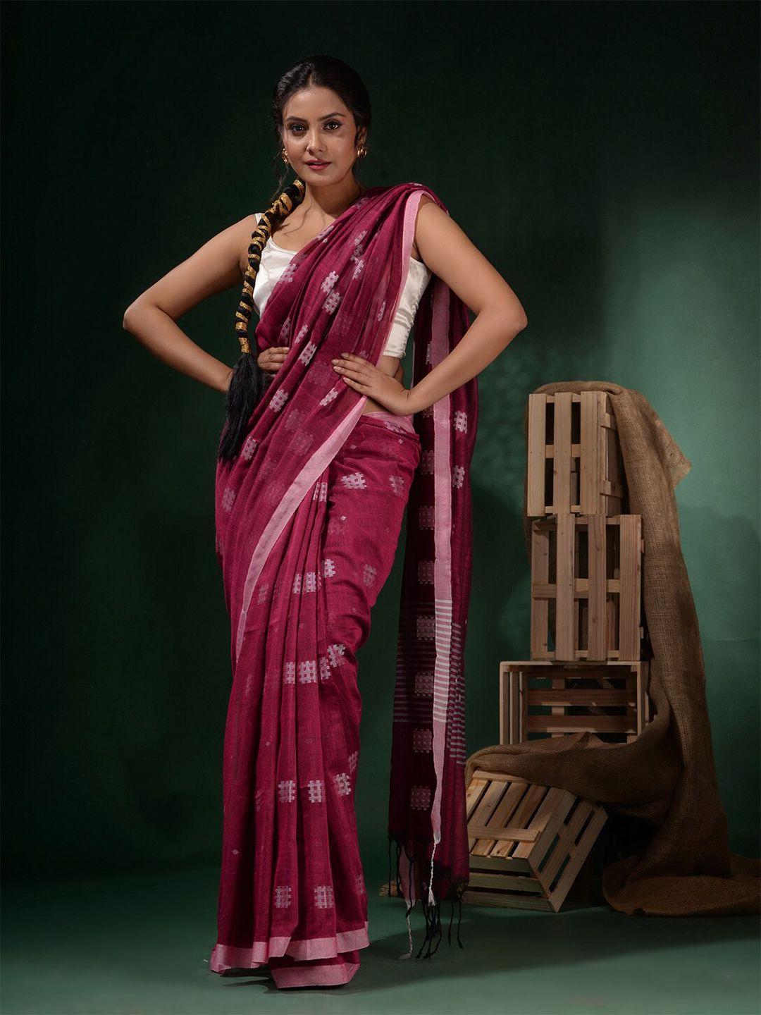 charukriti magenta & pink pure cotton saree