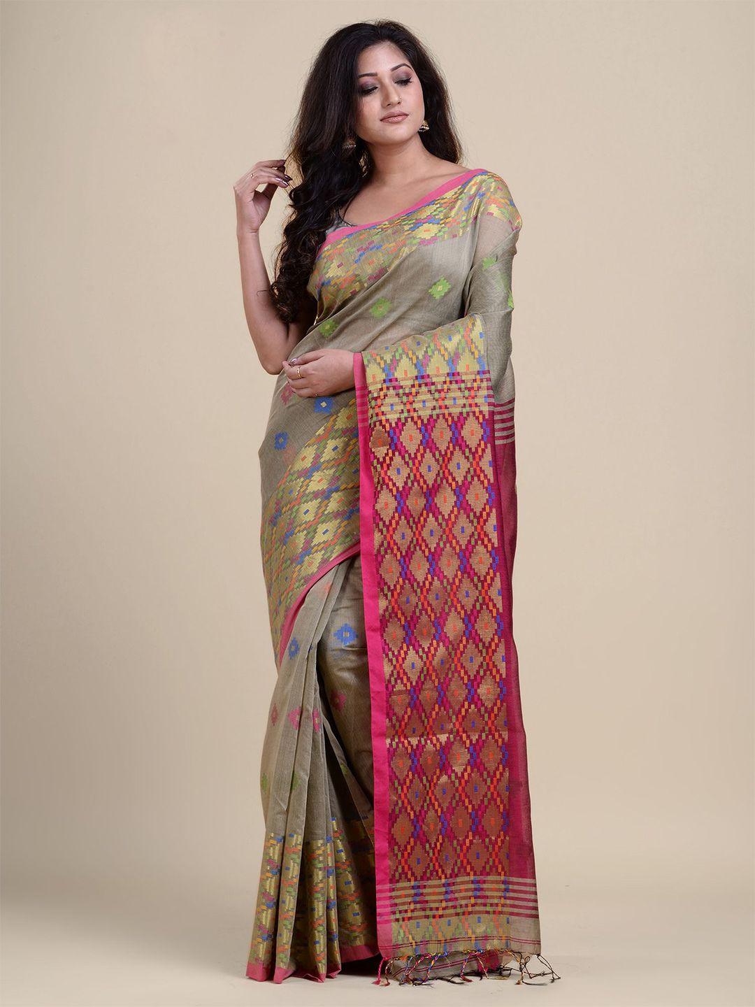 charukriti multicoloured & gold-toned woven design zari saree