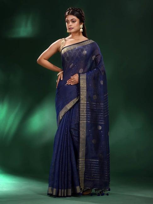 charukriti navy embellished saree with blouse