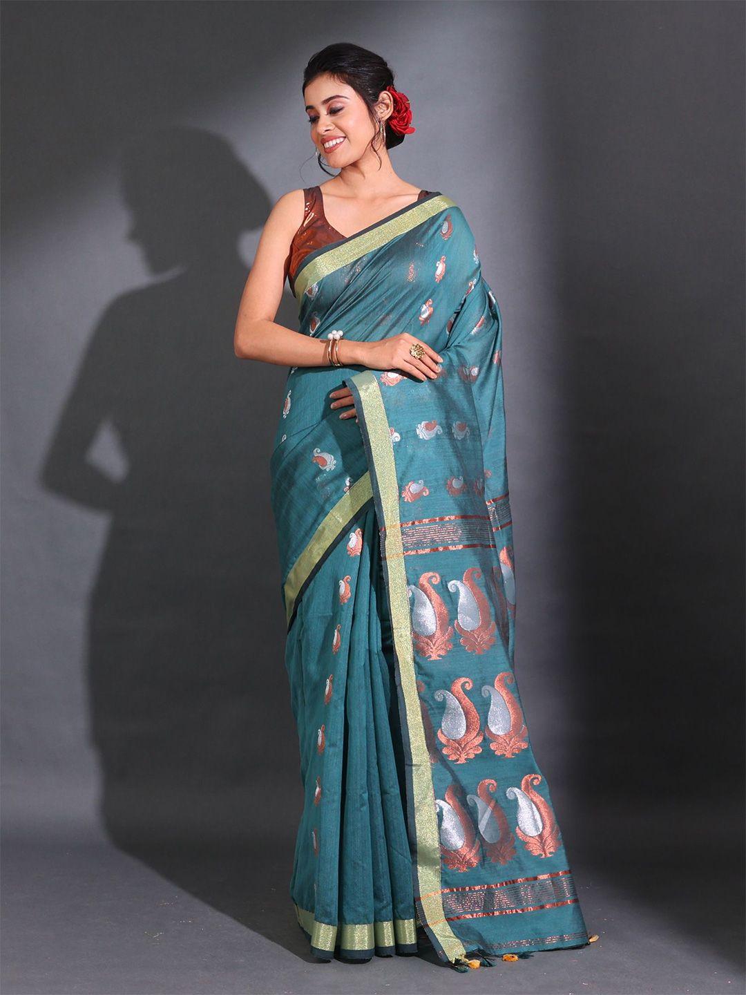 charukriti paisley motif woven design zari saree