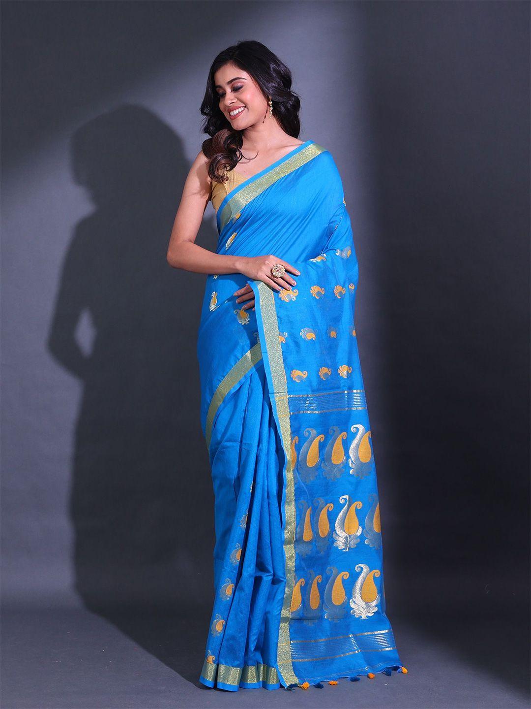 charukriti paisley motif woven design zari saree