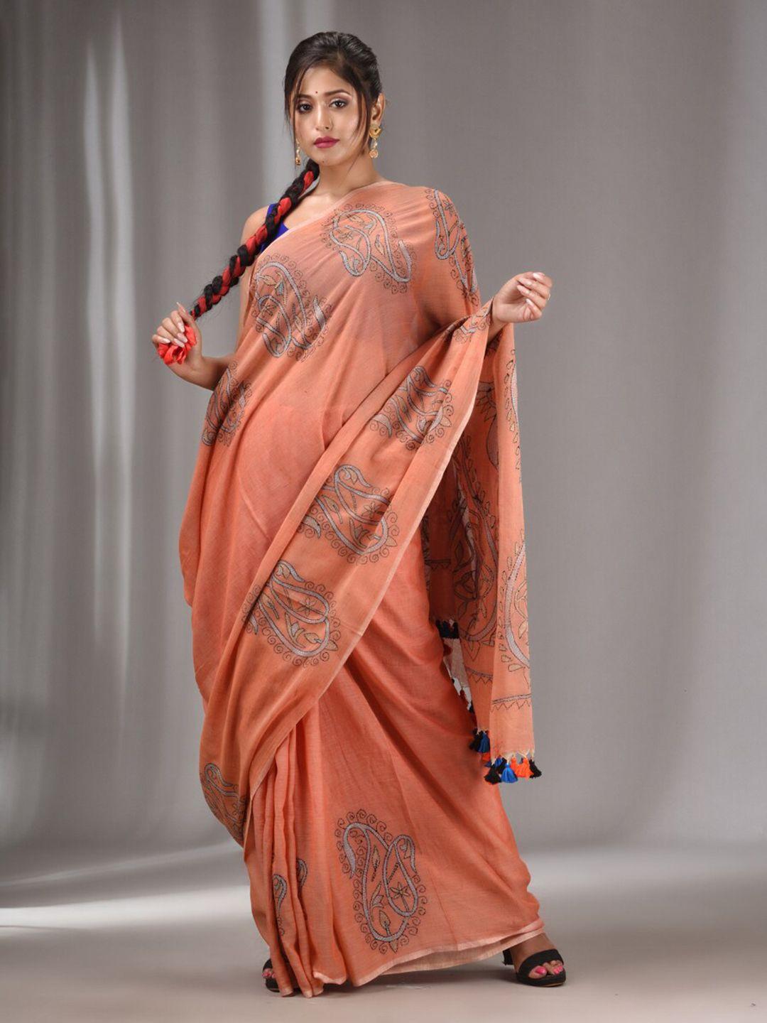 charukriti paisley printed pure cotton saree