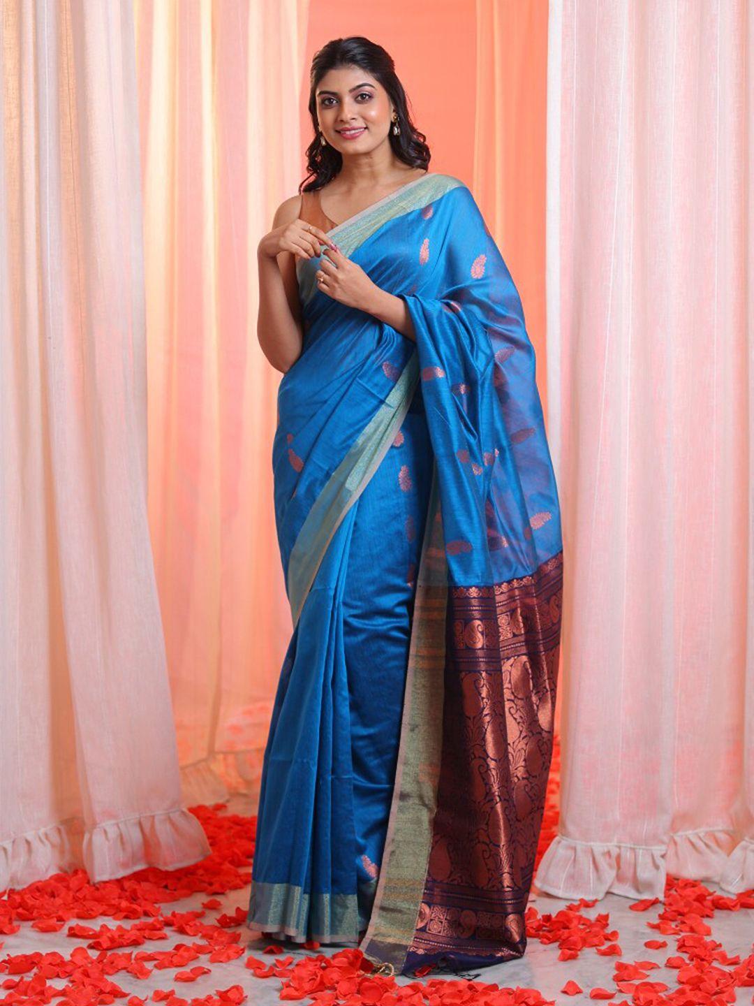 charukriti paisley woven design zari handloom saree