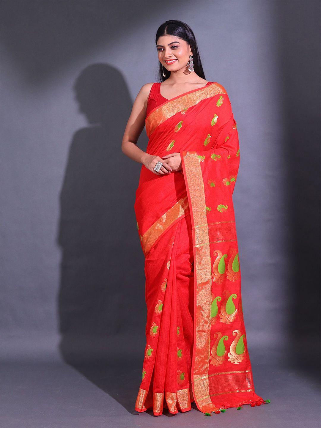 charukriti paisley woven design zari saree