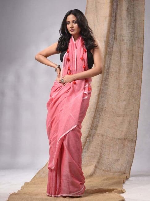 charukriti pink cotton saree