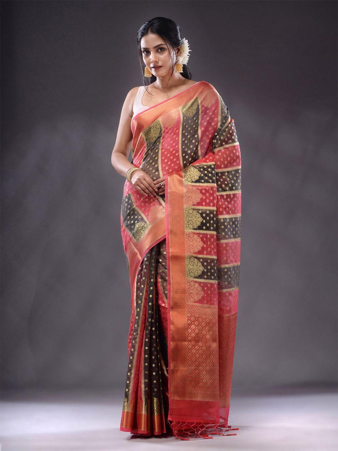 charukriti polka dots woven design zari saree