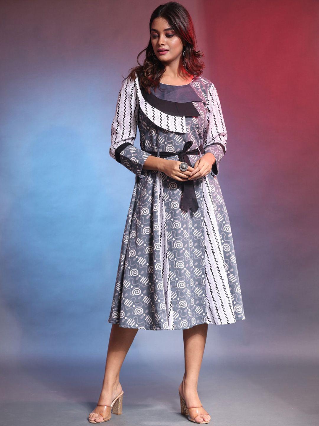 charukriti printed cotton midi-length ethnic dress