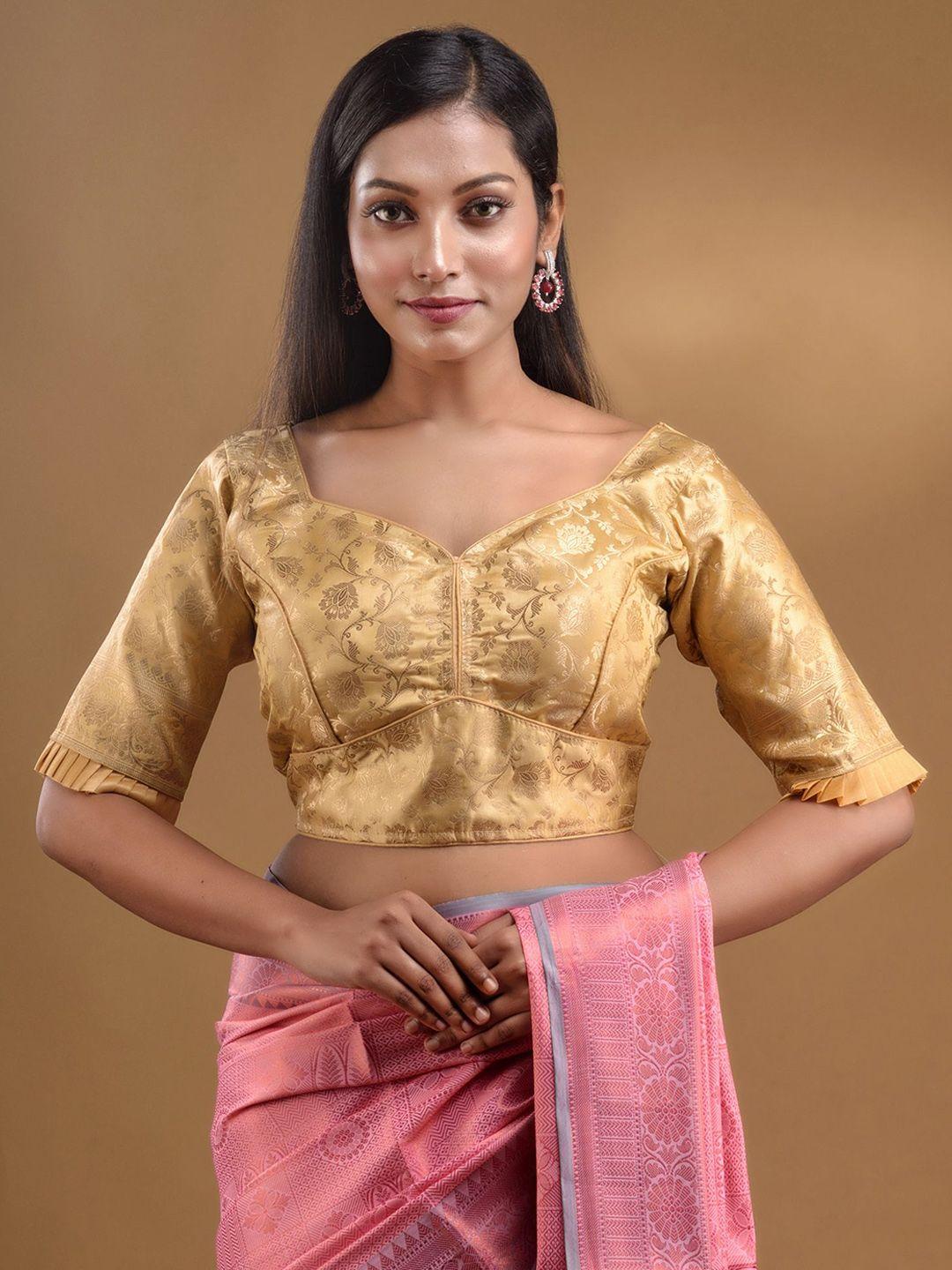 charukriti printed sweetheart neck saree blouse